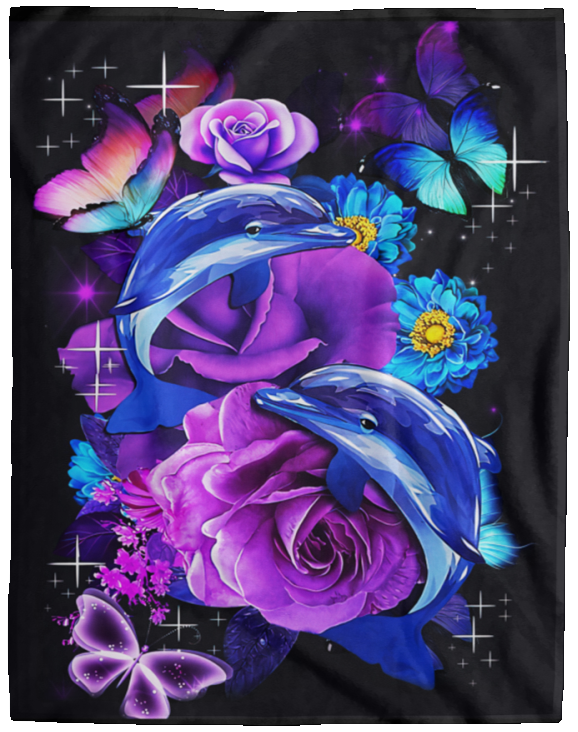Beautiful Dolphin Dolphin Lovers Blanket Quilt Fleece Sherpa Throw Blanket - VPL Cozy Plush Fleece Blanket - 60x80