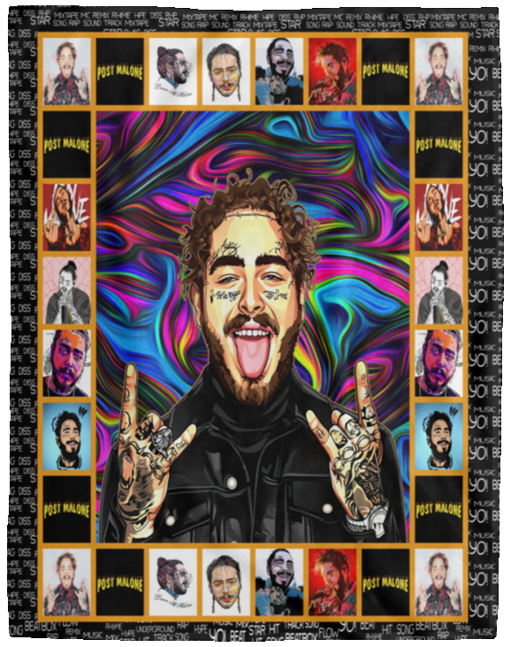 Post Malone Collection Blanket, Post Malone Fleece, Sherpa Blanket VPL Cozy Plush Fleece Blanket - 60x80