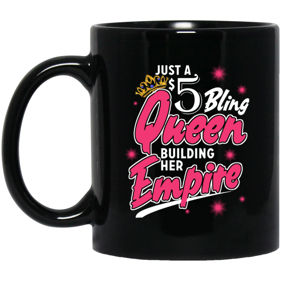 5 Bling Queen Coffee Mug for Women, Ladies Paparazzi Consultant Gift, cup gift for her princess Queen Mug, Queen Cup, Queen mug queen cups 11 oz. Black Mug