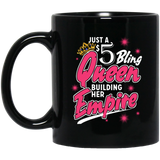 5 Bling Queen Coffee Mug for Women, Ladies Paparazzi Consultant Gift, cup gift for her princess Queen Mug, Queen Cup, Queen mug queen cups 11 oz. Black Mug