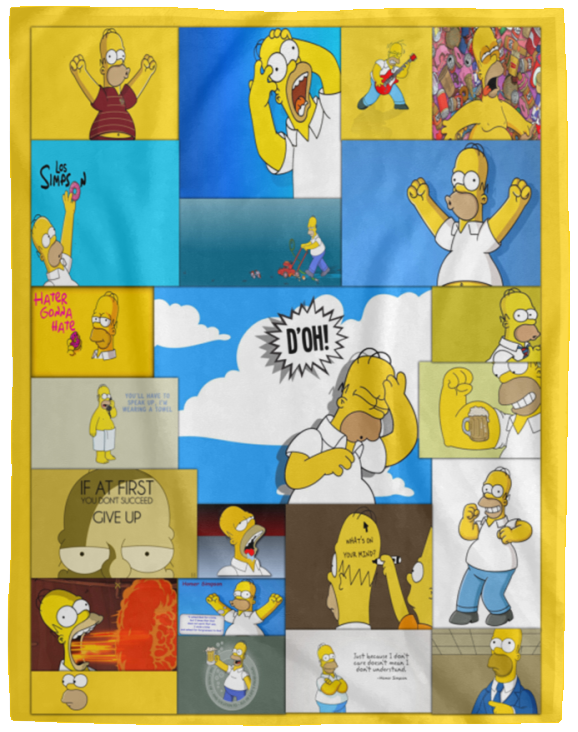 Homer Simpson Blanket, The Simpsons Fleece, Sherpa Blanket - VPL Cozy Plush Fleece Blanket - 60x80