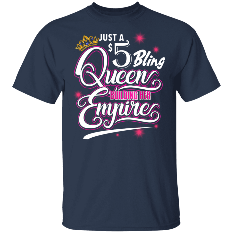 Mens Womens 5 Bling Queen Building Paparazzi Cool Black T-shirt