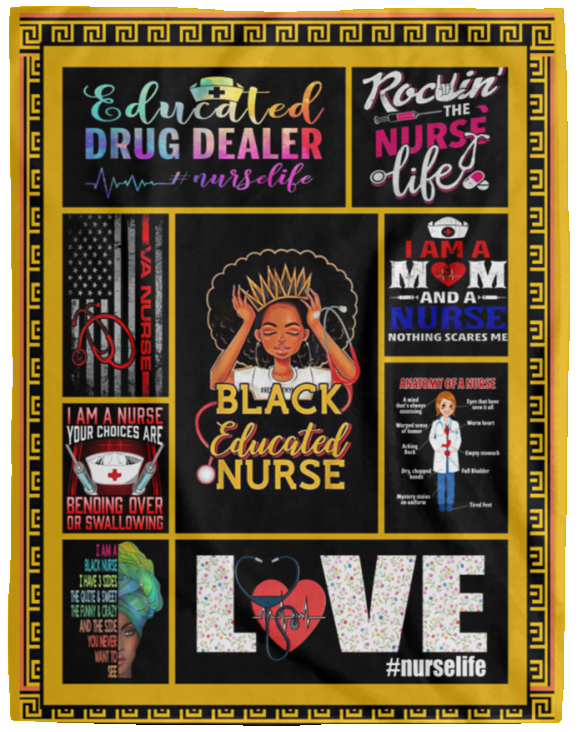 Mr.Jyotis Proud Black Nurse Christmas Nursing American African Africa Gifts Fleece Sherpa Blanket Proud Black Nurse Blanket Black Educated Nurse Blanket Nurselife White - Fleece Blanket - 60"x80"