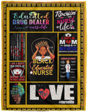 Mr.Jyotis Proud Black Nurse Christmas Nursing American African Africa Gifts Fleece Sherpa Blanket Proud Black Nurse Blanket Black Educated Nurse Blanket Nurselife White - Fleece Blanket - 60"x80"