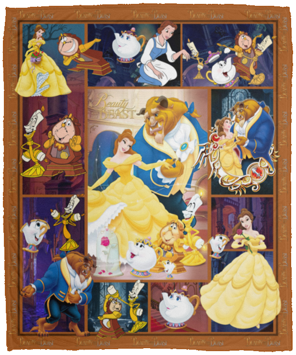 Beauty and the Beast Blanket, Beauty & the Beast 1991 Movie Quilt Fleece, Sherpa VPM Cozy Plush Fleece Blanket - 50x60