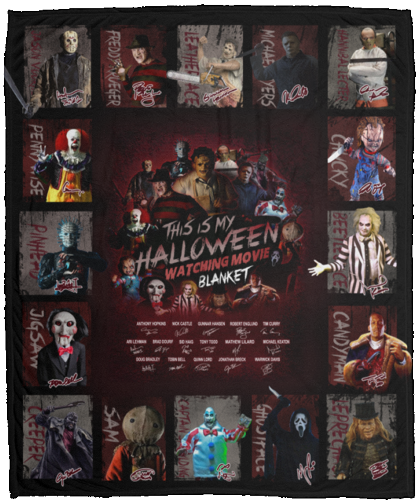 This is My Halloween Watching Movie Blanket Horror Characters Fleece Halloween VPM Cozy Plush Fleece Blanket - 50x60