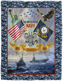 THE UNITED STATES NAVY Blanket Soldier Quilt US Flag Blanket Fleece Sherpa Throw - VPL Cozy Plush Fleece Blanket - 60x80