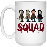 Squad Coffee Mug - Squad Michael Myers Jason Voorhees Freddy Krueger Leatherface - Halloween, Squad Horror Movies, Novelty Present, Unique Coffee Mug 15Oz