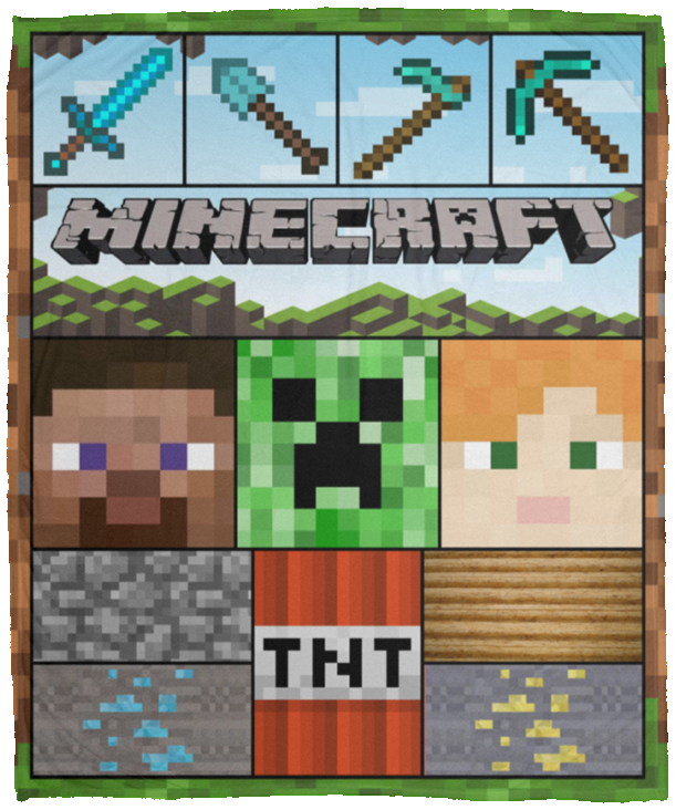 Minecraft Blanket, Minecraft Fleece, Sherpa Blanket for Bedroom, Living Room VPM Cozy Plush Fleece Blanket - 50x60