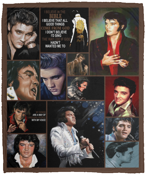 Elvis Presley Quilt Blanket Fleece Sherpa Throw Blanket Bedroom Living Room Sofa - VPM Cozy Plush Fleece Blanket - 50x60