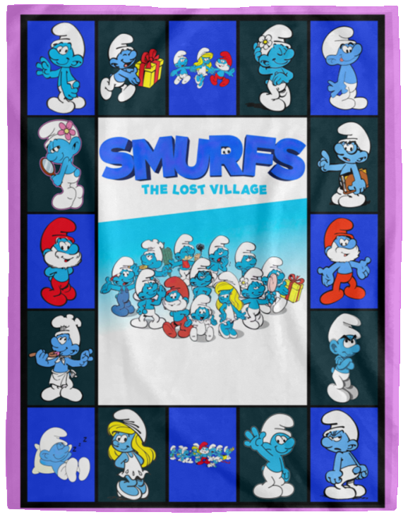 Smurf Blanket, Smurfs - The Lost Village Fleece, Sherpa Blanket - VPL Cozy Plush Fleece Blanket - 60x80