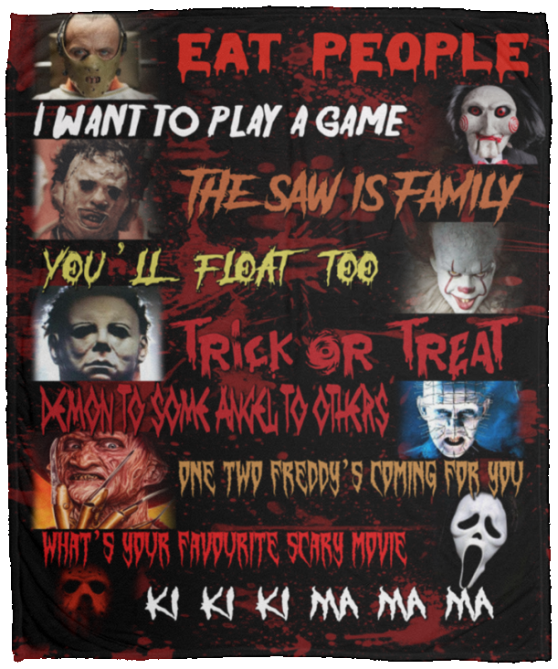 Horror Movies Villains Best Sayings Fleece Blanket, Gift for Horror Movie Lover VPM Cozy Plush Fleece Blanket - 50x60