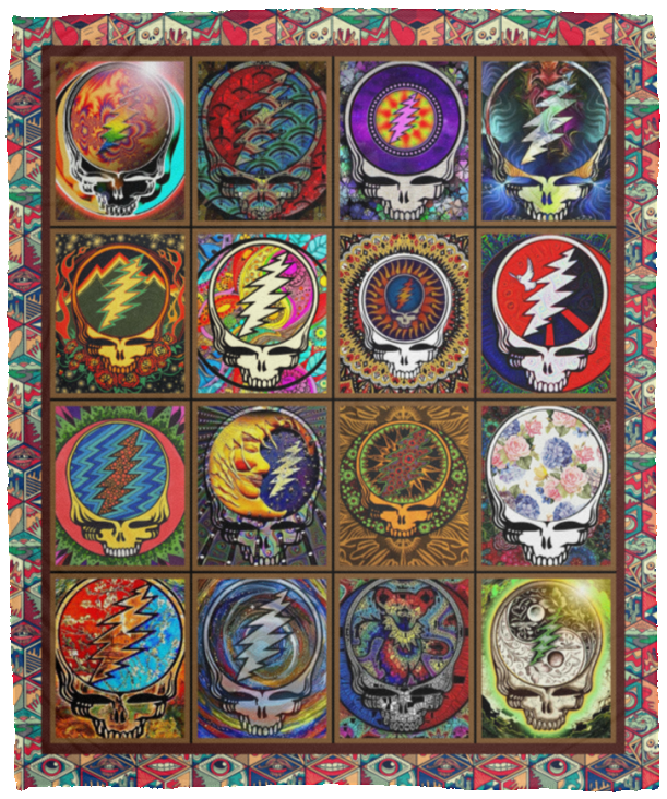 Skull Grateful Dead Steal Your Face Blanket Fleece Sherpa Throw Quilt Blanket V2 VPM Cozy Plush Fleece Blanket - 50x60