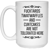 Jyotis - Fucktards Twatwaffles and Cuntcakes Are Not Tolerated Here  Coffee Mug, Sarcastic Sayings Funny Coffee Mug with sayings Perfect Gift for Boyfriend Husband Woman Wife Sister Girlfriend  15Oz