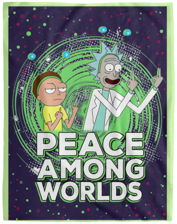 Rick And Morty Blanket, Peace Among Worlds Fleece, Sherpa Blanket VPL Cozy Plush Fleece Blanket - 60x80