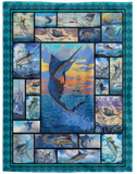 Love Marlin Sailfish Blanket Fishing Blanket Fleece Sherpa Throw Quilt Nature - VPL Cozy Plush Fleece Blanket - 60x80