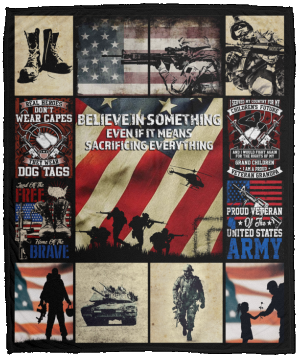 Proud Veteran Of The Us Army Blanket, U.S. Army Fleece, Sherpa Blanket - VPM Cozy Plush Fleece Blanket - 50x60