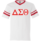 Delta 1913 Sigma Theta Paraphernalia T-Shirt Womens Delta Sigma Theta T-Shirt (360 Augusta V-Neck Sleeve Stripe Jersey)