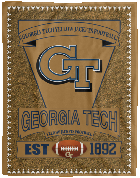 NCAA Georgia Tech Yellow Jackets 3D Throw Blanket Quilt for Bedroom Living Room - VPL Cozy Plush Fleece Blanket - 60x80