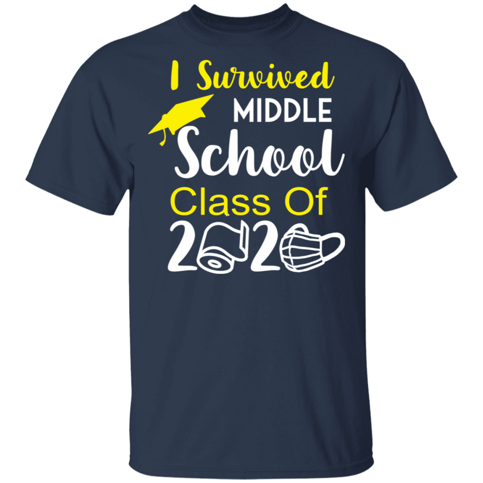 Middle School Grade Class of 2020 Quarantined Graduation T-Shirt Social Distancing Tee