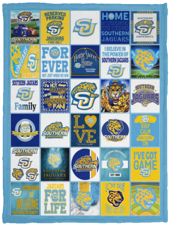 NCAA Southern Jaguars Fleece Sherpa Throw Blanket Quilt for Bedroom Living Room - VPS Cozy Plush Fleece Blanket - 30x40