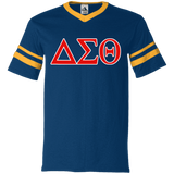 Delta 1913 Sigma Theta Paraphernalia T-Shirt Womens Delta Sigma Theta T-Shirt (360 Augusta V-Neck Sleeve Stripe Jersey)