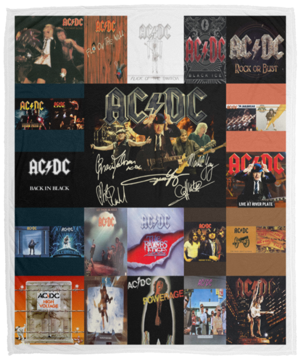 AC/DC Band Blanket, AC/DC Albums Fleece, Sherpa Blanket Ver4 VPM Cozy Plush Fleece Blanket - 50x60