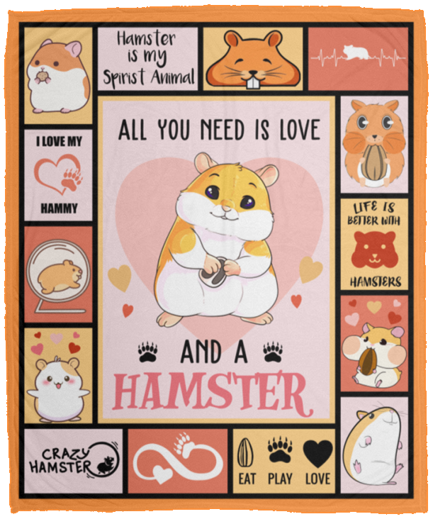 All You Need Is Love And Hamster Blanket, Hamster Quilt, Fleece, Sherpa Blanket VPM Cozy Plush Fleece Blanket - 50x60