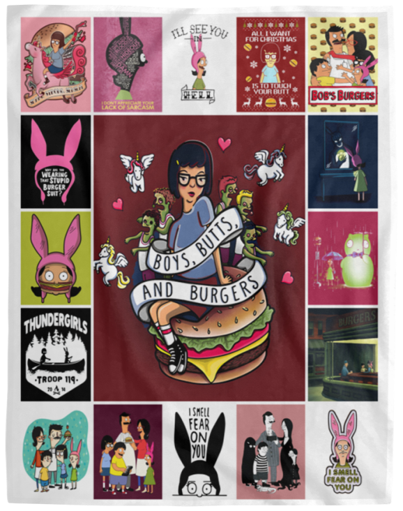 Bob's Burgers Blanket Fleece Sherpa Blanket Quilt Supper Soft Lightweight Blanket for Bedroom Living Room Sofa VPL Cozy Plush Fleece Blanket - 60x80