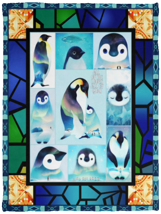 All Of Me Loves All Of You Penguin Blanket Cute Penguin Quilt Fleece Sherpa - VPS Cozy Plush Fleece Blanket - 30x40