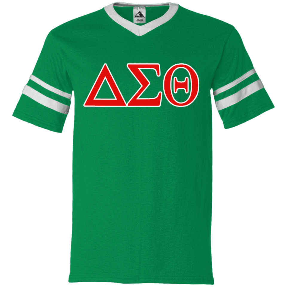 Delta 1913 Sigma Theta Paraphernalia T-Shirt Womens Delta Sigma Theta T-Shirt (360 Augusta V-Neck Sleeve Stripe Jersey)