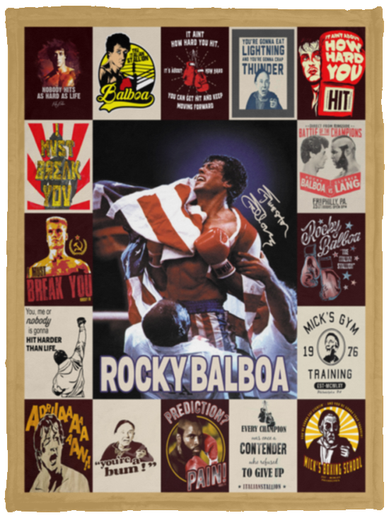 Rocky Balboa Blanket, Rocky Balboa Movie Fleece, Sherpa Blanket - VPS Cozy Plush Fleece Blanket - 30x40