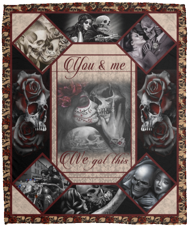 You and Me We Got This Skull Couple Fleece Blanket, Sherpa Blanket (50x60, 60x80 inches White) VPM Cozy Plush Fleece Blanket - 50x60