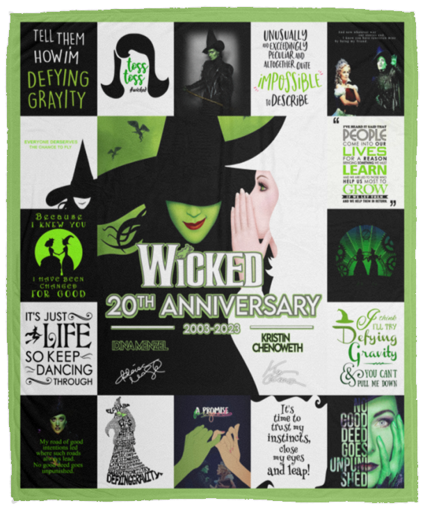 Broadway Wicked The Musical 20th Anniversary Fleece, Sherpa Blanket - VPM Cozy Plush Fleece Blanket - 50x60