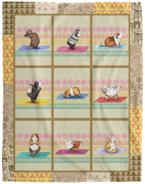 Hamster Practicing Yoga Blanket Funny Yoga Quilt Fleece Sherpa Gift Idea VPL Cozy Plush Fleece Blanket - 60x80