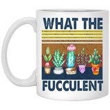 What The Fucculent Mug, Cactus Succulent Plant Garden Lovers Ceramic Coffee Mug, Art prints around and large C handles for comfort, Ceramic Coffee Mug, Tea Cups 11oz