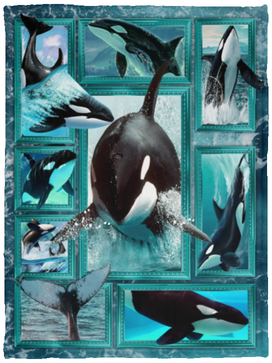 CUTE ORCA Blanket, Orca 3D Fleece, Sherpa Blanket, Orca Lover Gift Ideas VPS Cozy Plush Fleece Blanket - 30x40
