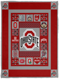 Ohio State Buckeyes Ver1 Quilt Blanket Fleece Sherpa Throw Blanket Quilt - VPS Cozy Plush Fleece Blanket - 30x40