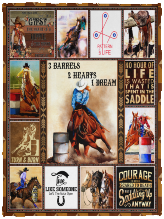 Barrel Racing Blanket Barrel Racing Quilt Fleece Sherpa Throw Soft and Warm VPS Cozy Plush Fleece Blanket - 30x40