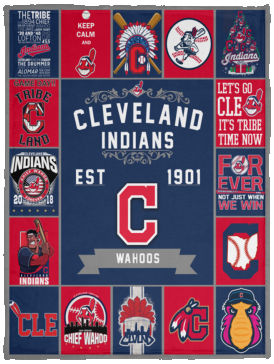 Cleveland Indians Blanket Cleveland Indians Baseball Quilt Fleece Sherpa - VPS Cozy Plush Fleece Blanket - 30x40