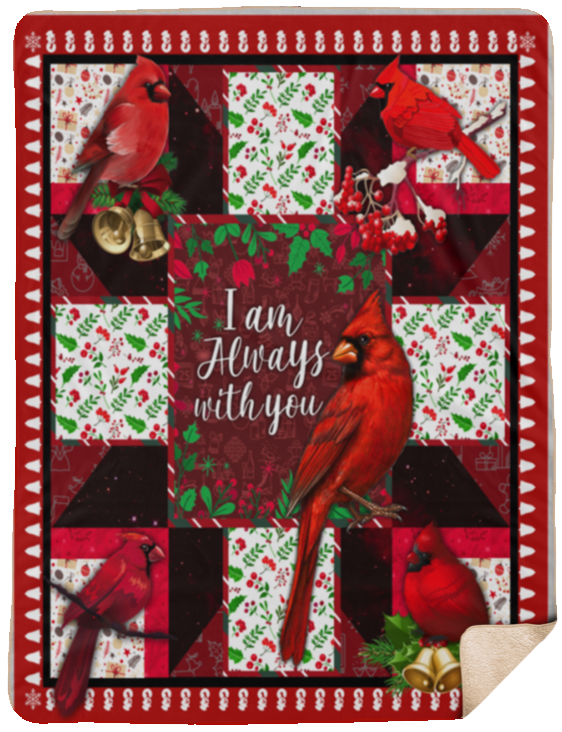 Red Bird Cardinal Blanket, Cardinal Bird Blanket, Red Birds I Am Always with You Blanket, Red Birds Blanket - Sherpa Blanket - 60"x80"