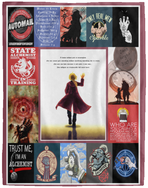 Fullmetal Alchemist Blanket FMA Quotes Quilt Fleece Sherpa Throw Blanket VPL Cozy Plush Fleece Blanket - 60x80