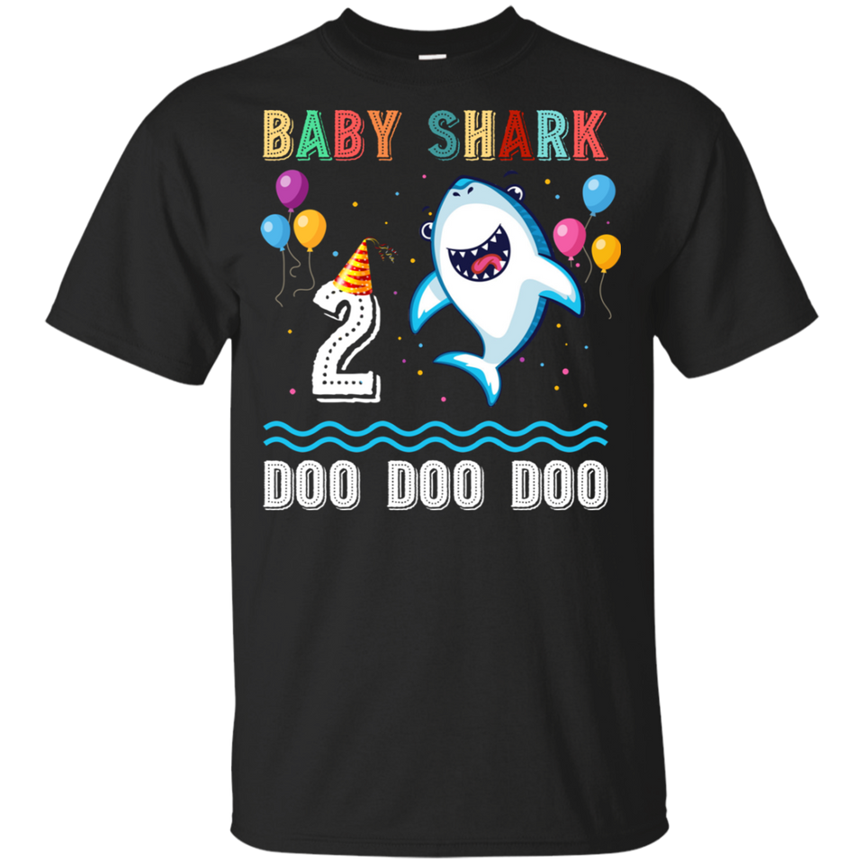 Kids Baby Shark Shirt Toddler 2nd birthday 2 Year Old Boy or Girl (G200B Gildan Youth Ultra Cotton T-Shirt)