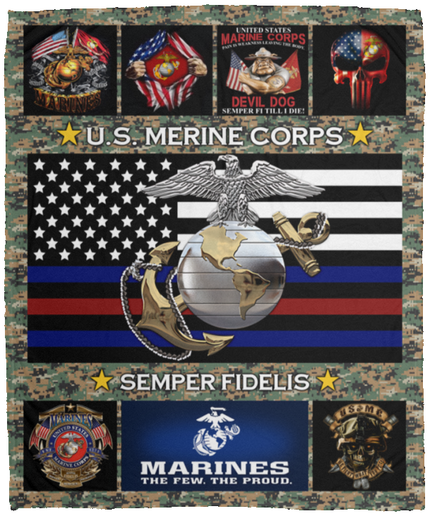 Us Marine Corps Marines Blanket, Fleece or Sherpa Blankets Mother's Day, Father's Day, Christmas Birthday Present Blankets, Gift Idea VPM Cozy Plush Fleece Blanket - 50x60