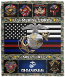 Us Marine Corps Marines Blanket, Fleece or Sherpa Blankets Mother's Day, Father's Day, Christmas Birthday Present Blankets, Gift Idea VPM Cozy Plush Fleece Blanket - 50x60