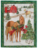 Horse Christmas Blanket Merry Christmas Quilt Fleece Sherpa Christmas Gift Idea VPL Cozy Plush Fleece Blanket - 60x80