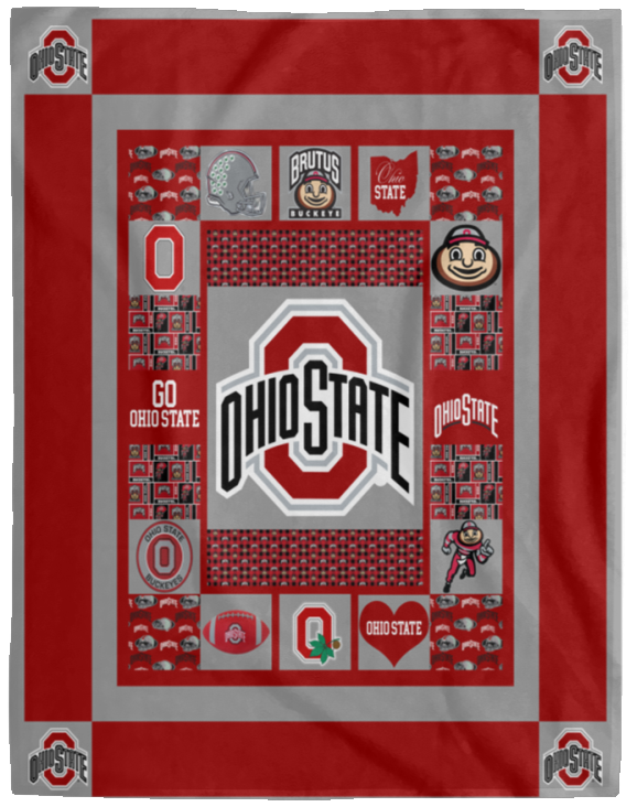 Ohio State Buckeyes Blanket Ohio State Buckeyes Quilt Fleece Sherpa Throw VPL Cozy Plush Fleece Blanket - 60x80