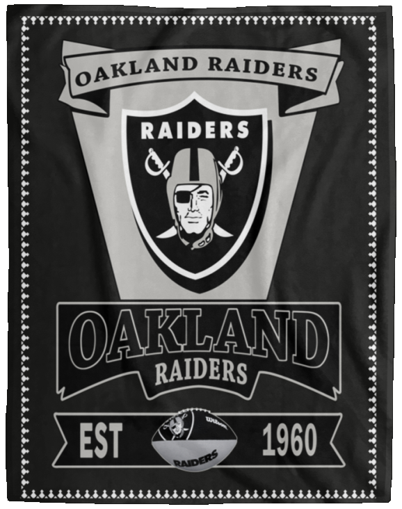 Oakland Raiders Blanket Fleece Sherpa Throw Blanket Quilt Blanket - VPL Cozy Plush Fleece Blanket - 60x80