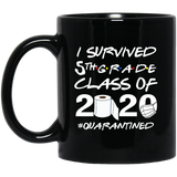 Graduation Coffee Mug 11oz Black - I Survived 5th Grade Class Of 2020 Quarantined - Funny Congratulations Quarantine Social Distancing Korona Gift For