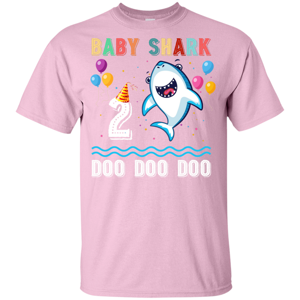 Kids Baby Shark Shirt Toddler 2nd birthday 2 Year Old Boy or Girl (G200B Gildan Youth Ultra Cotton T-Shirt)